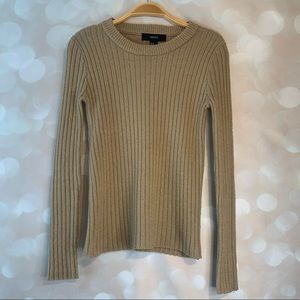 Forever 21 Tan Crew Neck Fitted Knit Sweater